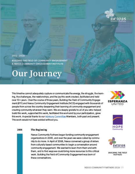 Nexus Community Engagement Institute: Our Journey